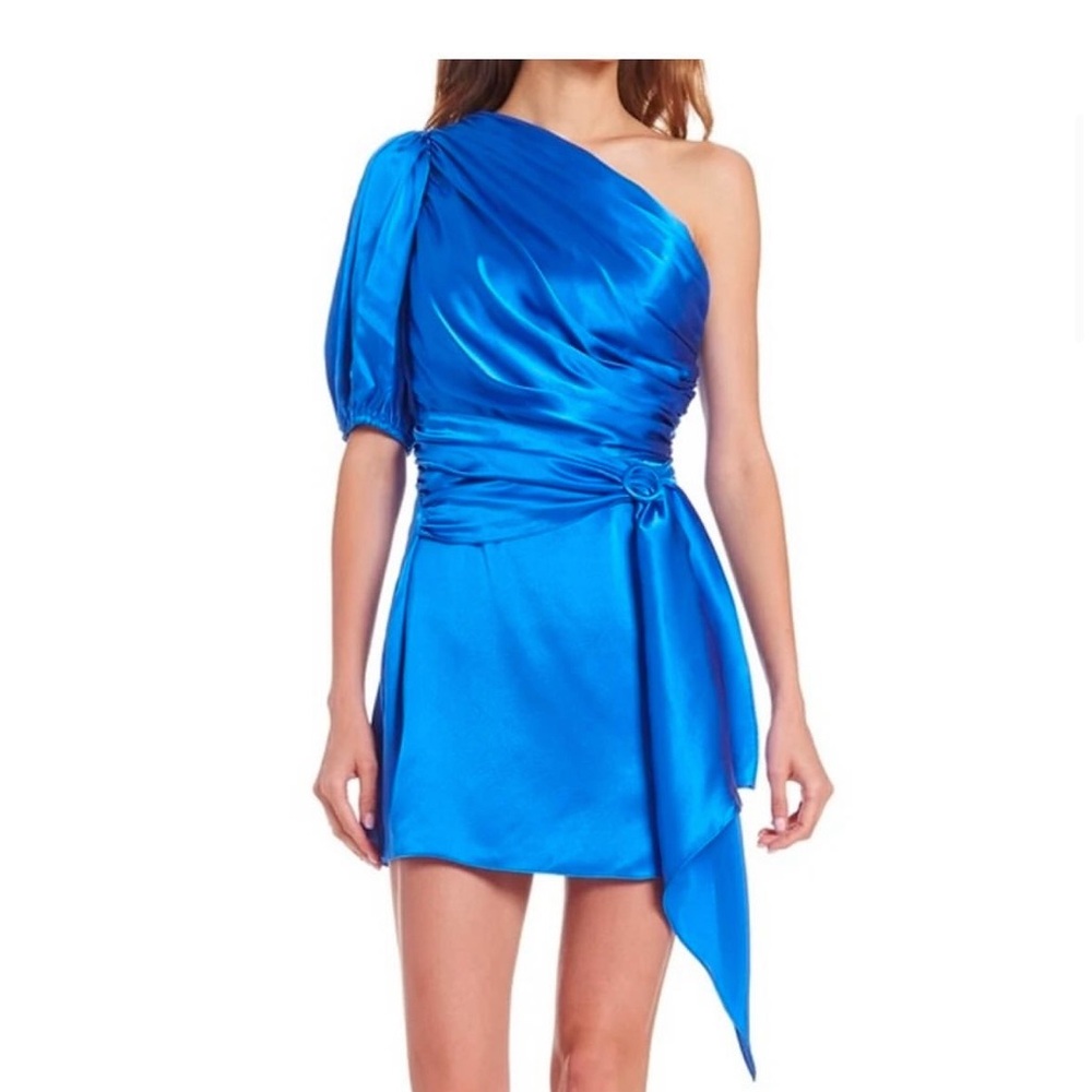 Amanda Uprichard  Blue One-Shoulder Bexley Mini Dress